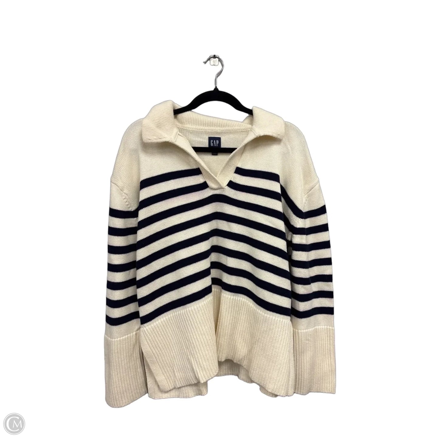 Sweater By Gap In Blue & Cream, Size: M