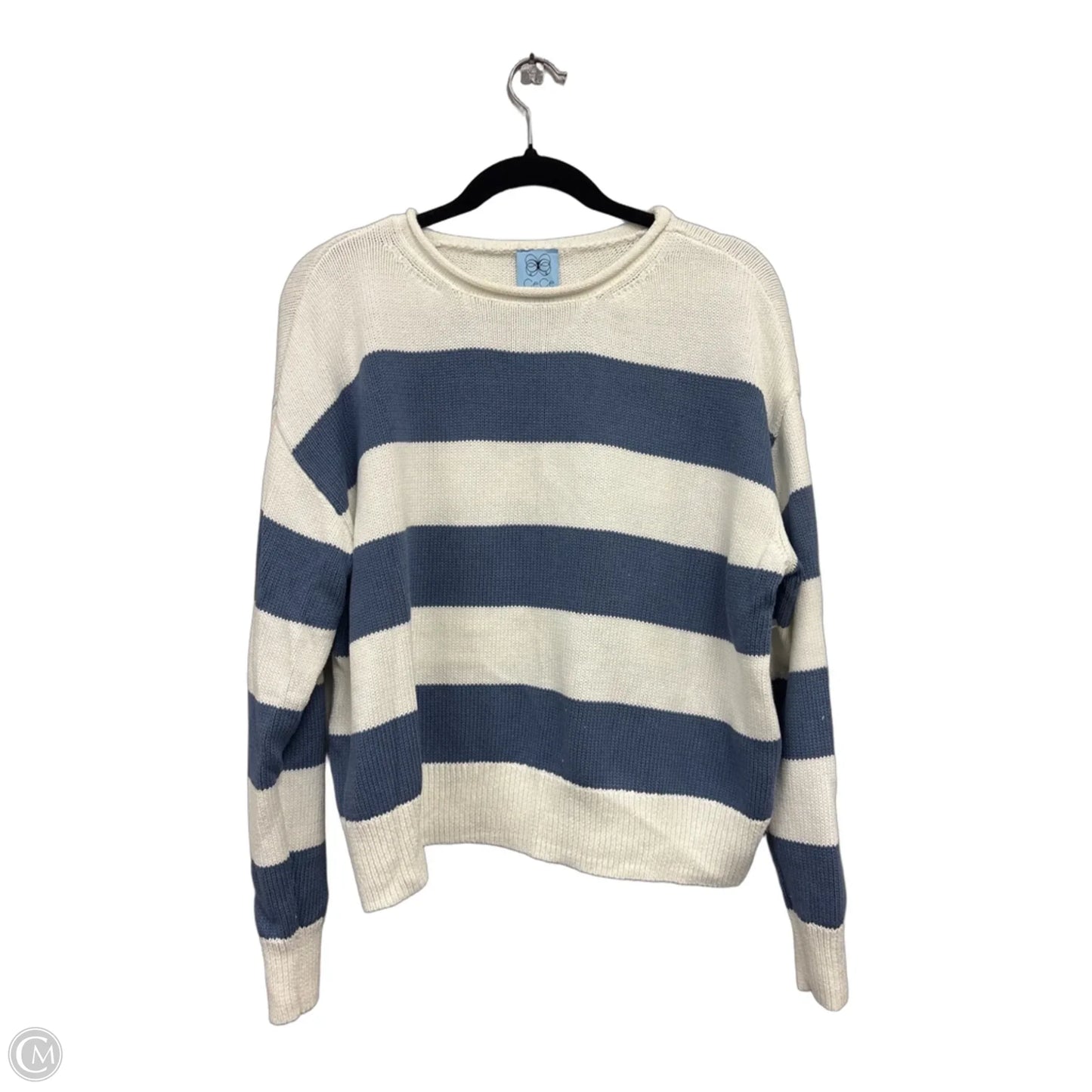 Sweater By Cece In Blue & White, Size: M