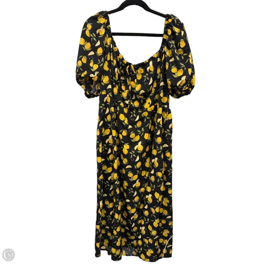 Dress Casual Midi By Cider In Black & Yellow, Size: 2x