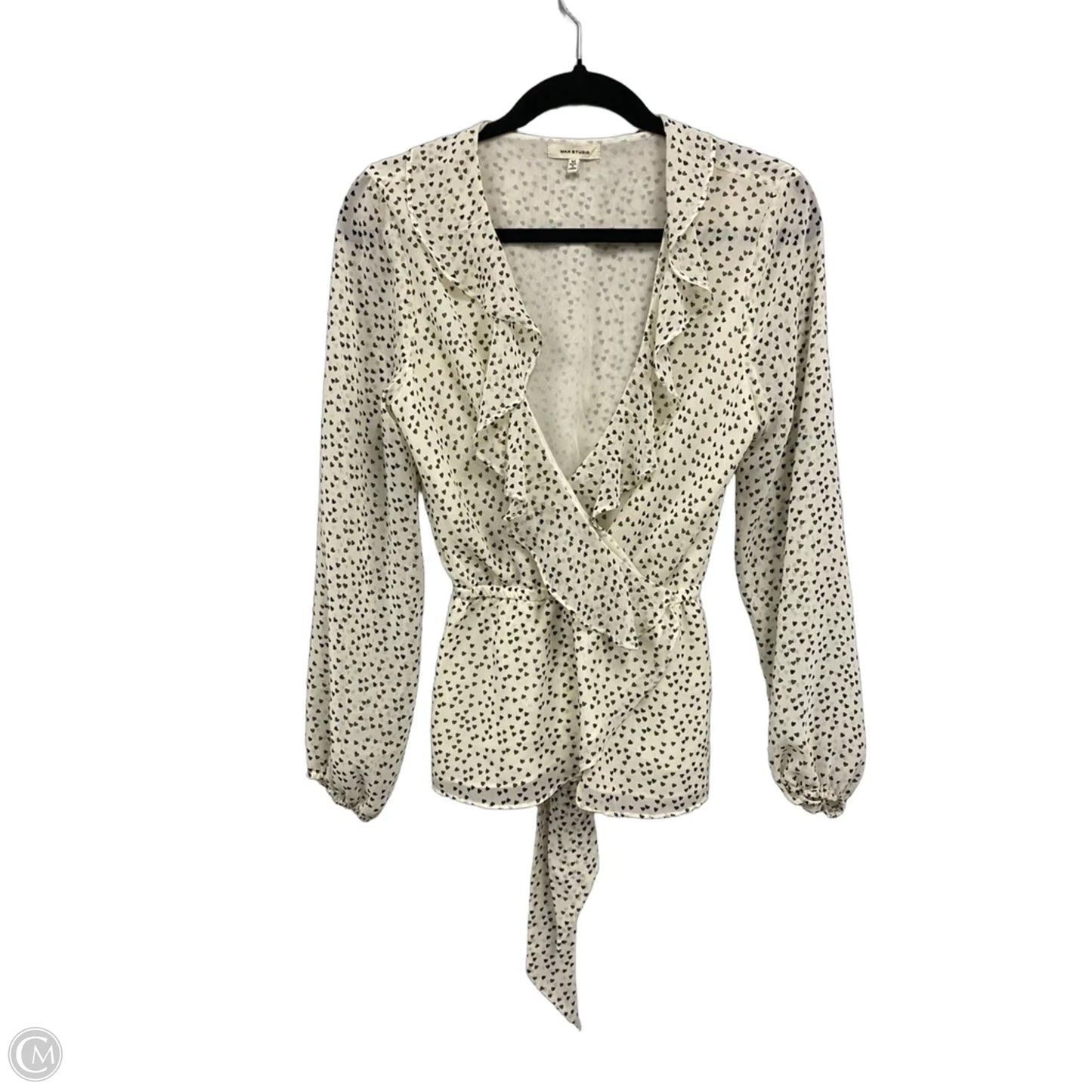 Blouse Long Sleeve By Max Studio In Black & Cream, Size: M