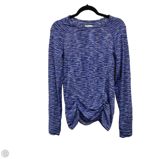 Athletic Top Long Sleeve Crewneck By Athleta In Blue & White, Size: L