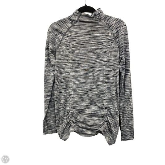 Athletic Top Long Sleeve Collar By Athleta In Black & Grey, Size: L