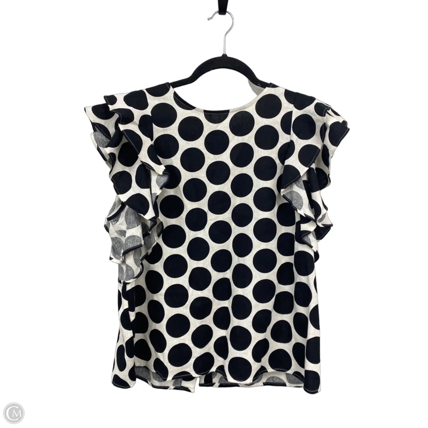 Blouse Short Sleeve By Who What Wear In Blue & Cream, Size: L