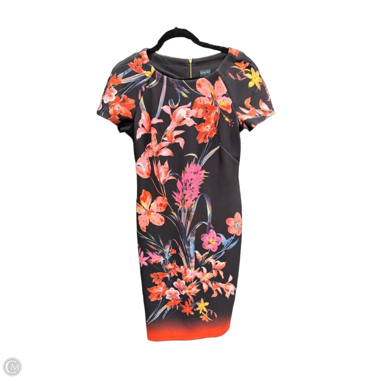 Dress Casual Midi By Gabby Skye In Black & Orange, Size: 12