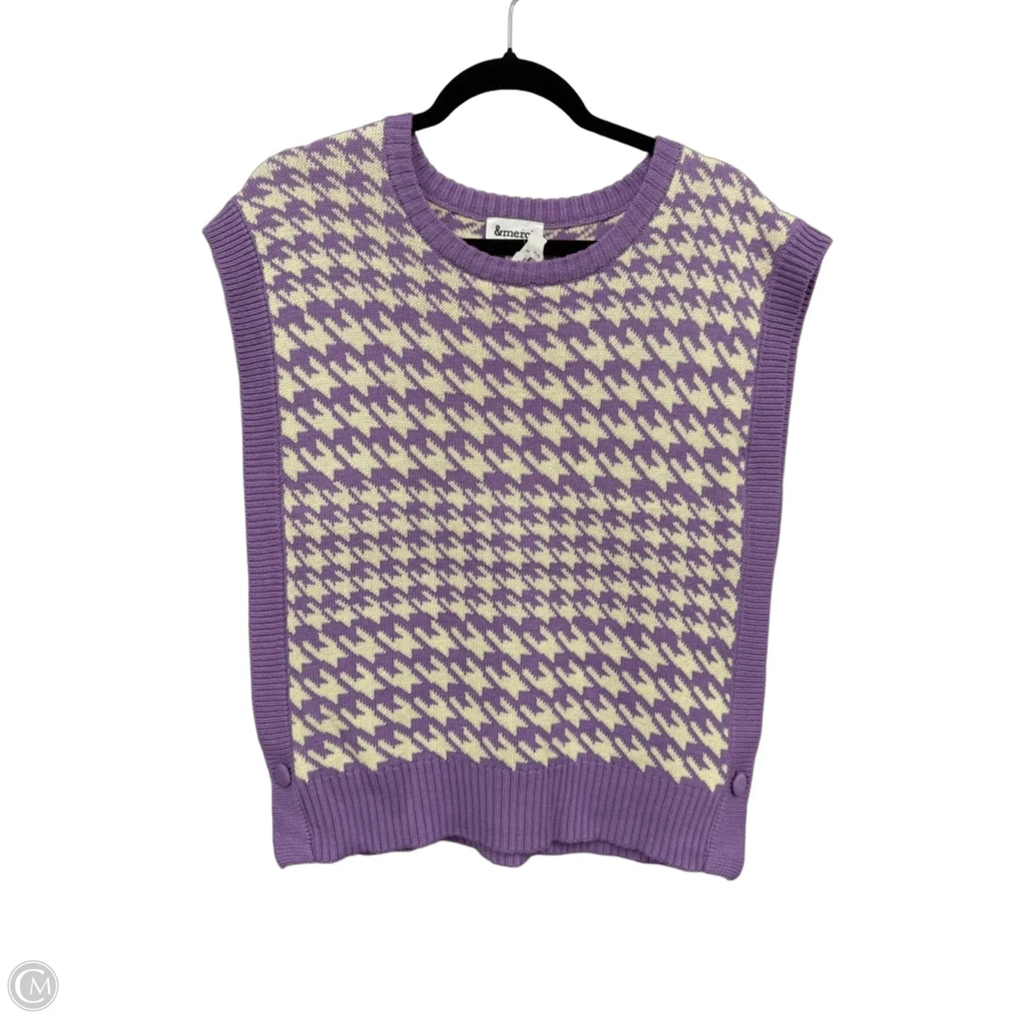 Sweater Short Sleeve By &merci In Purple & White, Size: L