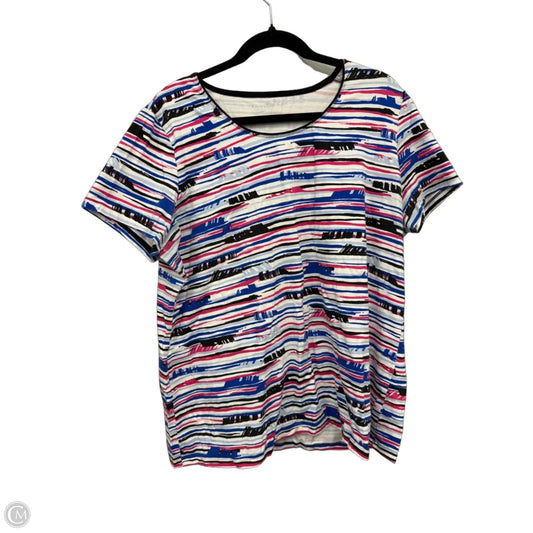 Top Short Sleeve By Kim Rogers In Blue & Pink, Size: Xxl