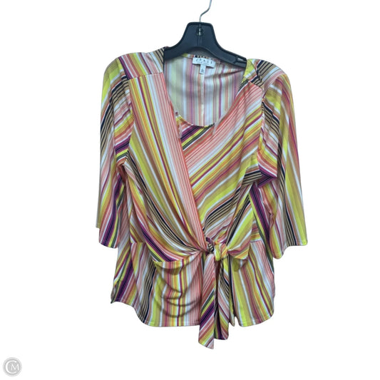 Top 3/4 Sleeve By Chaus In Orange & Yellow, Size: L