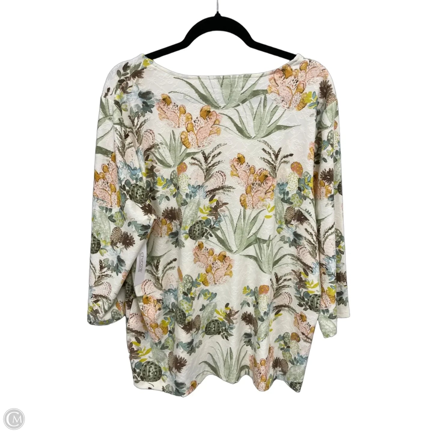 Top 3/4 Sleeve By Chicos In Green, Size: Xl