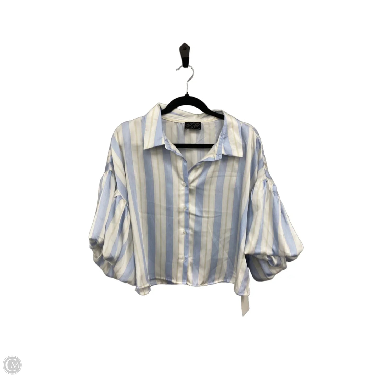 Top Short Sleeve By Milk & Honey In Blue & Cream, Size: Xl
