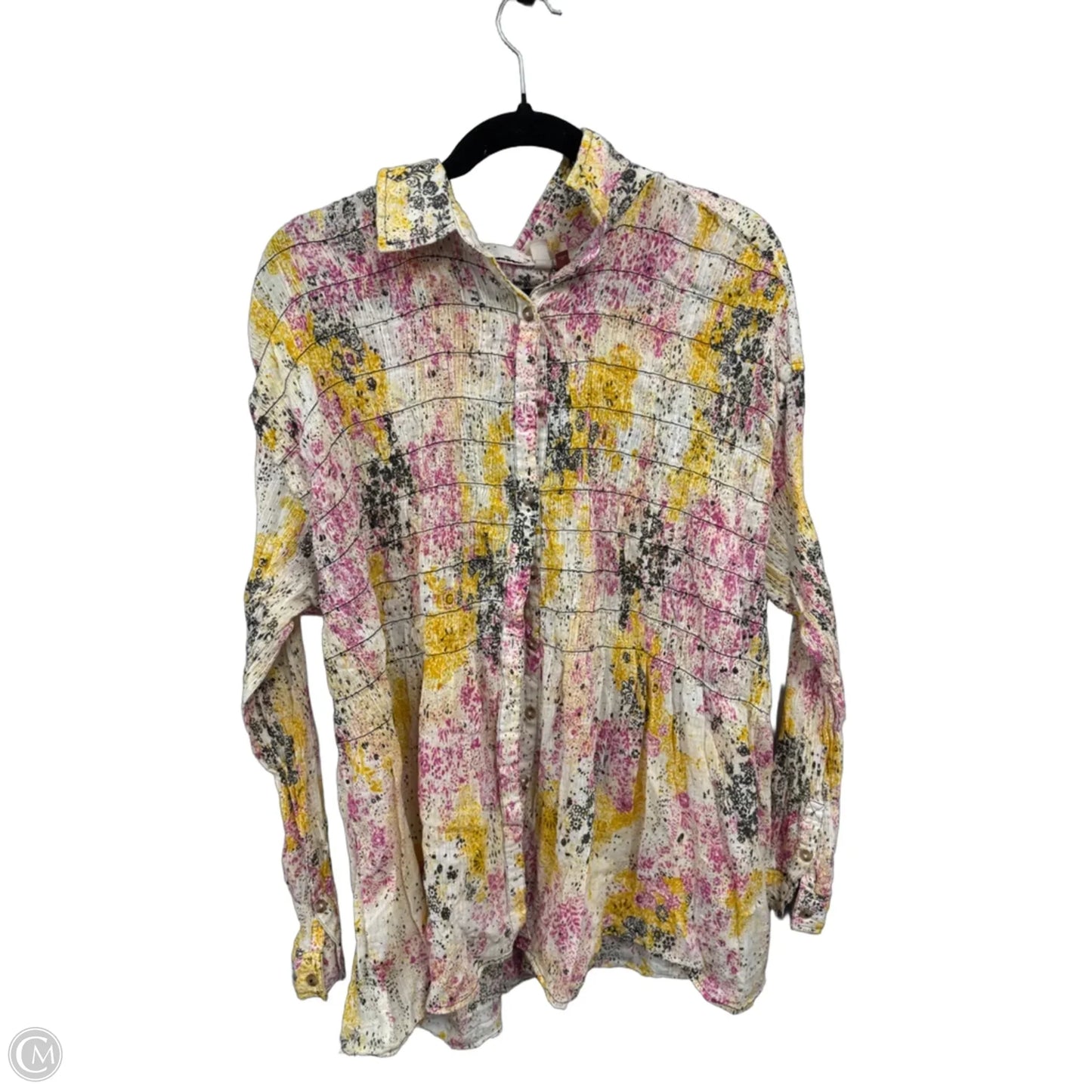 Top Long Sleeve By Pilcro In Pink & Yellow, Size: Xl