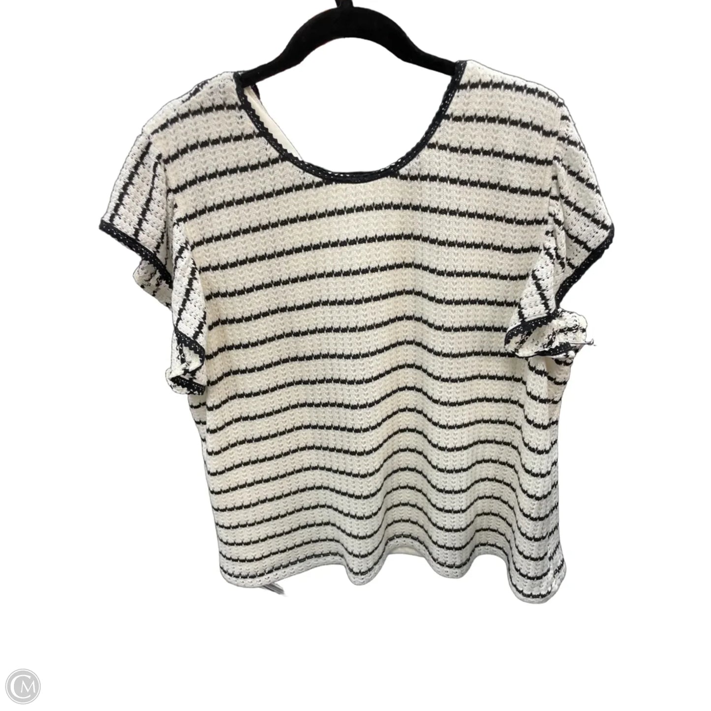 Sweater Short Sleeve By Hayden Harnett In Black & Cream, Size: 2x
