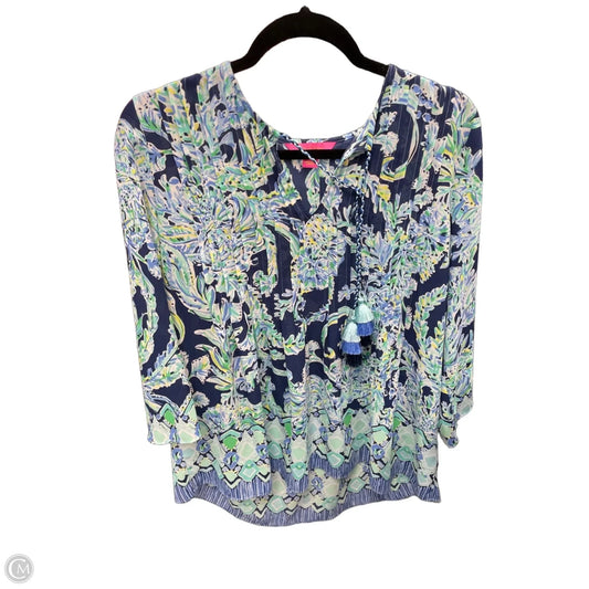 Top Long Sleeve Designer By Lilly Pulitzer In Blue & Green, Size: S
