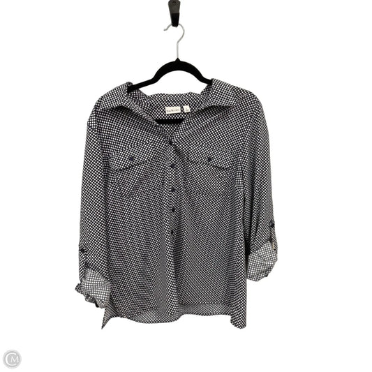 Top Long Sleeve By Kim Rogers In Blue & White, Size: L