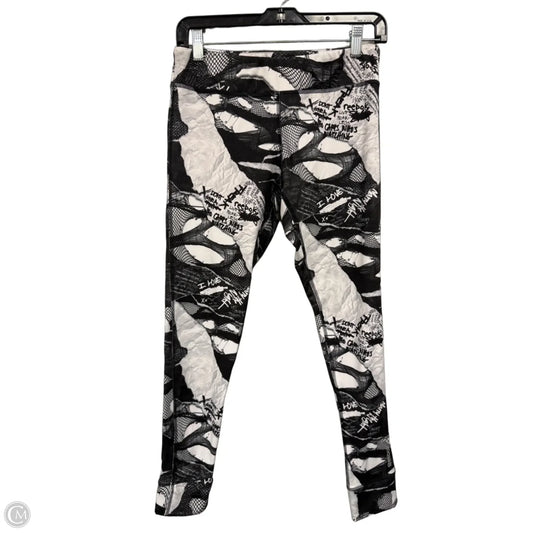 Athletic Leggings By Reebok In Black & White, Size: M