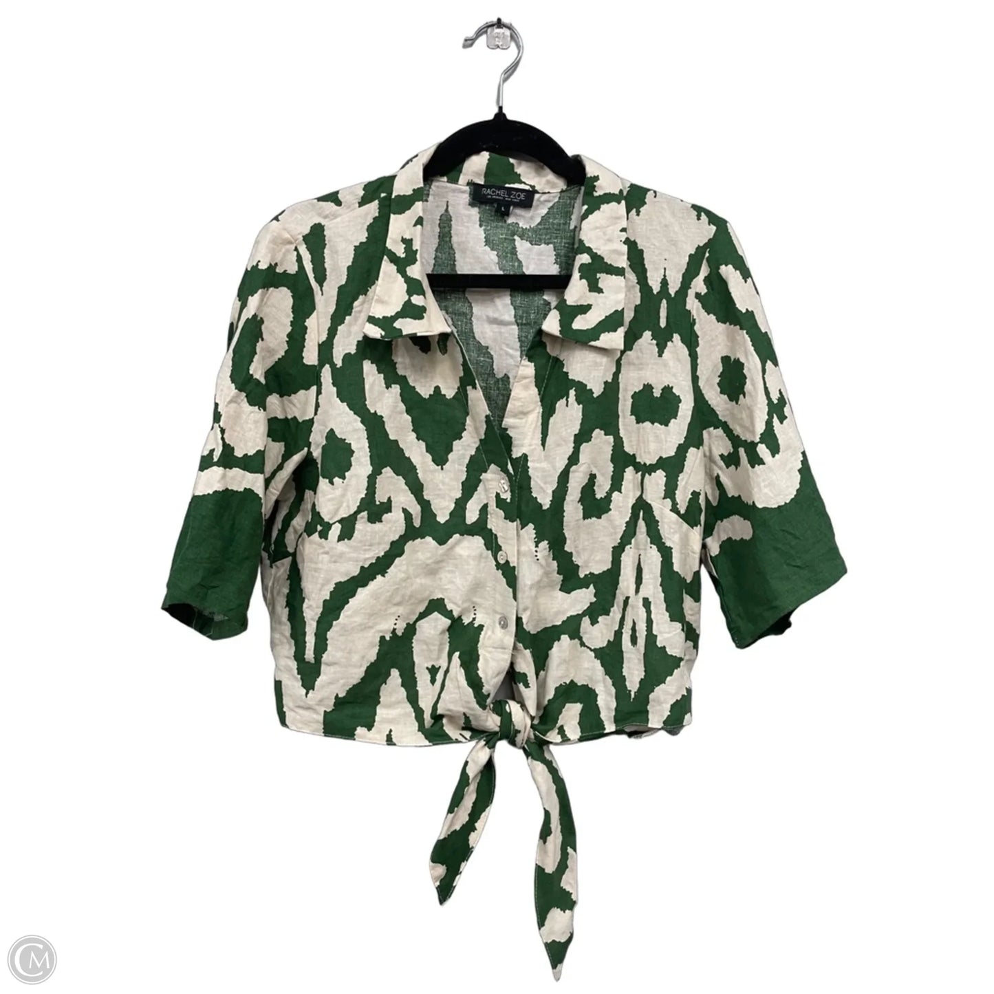 Top Short Sleeve By Rachel Zoe In Cream & Green, Size: L