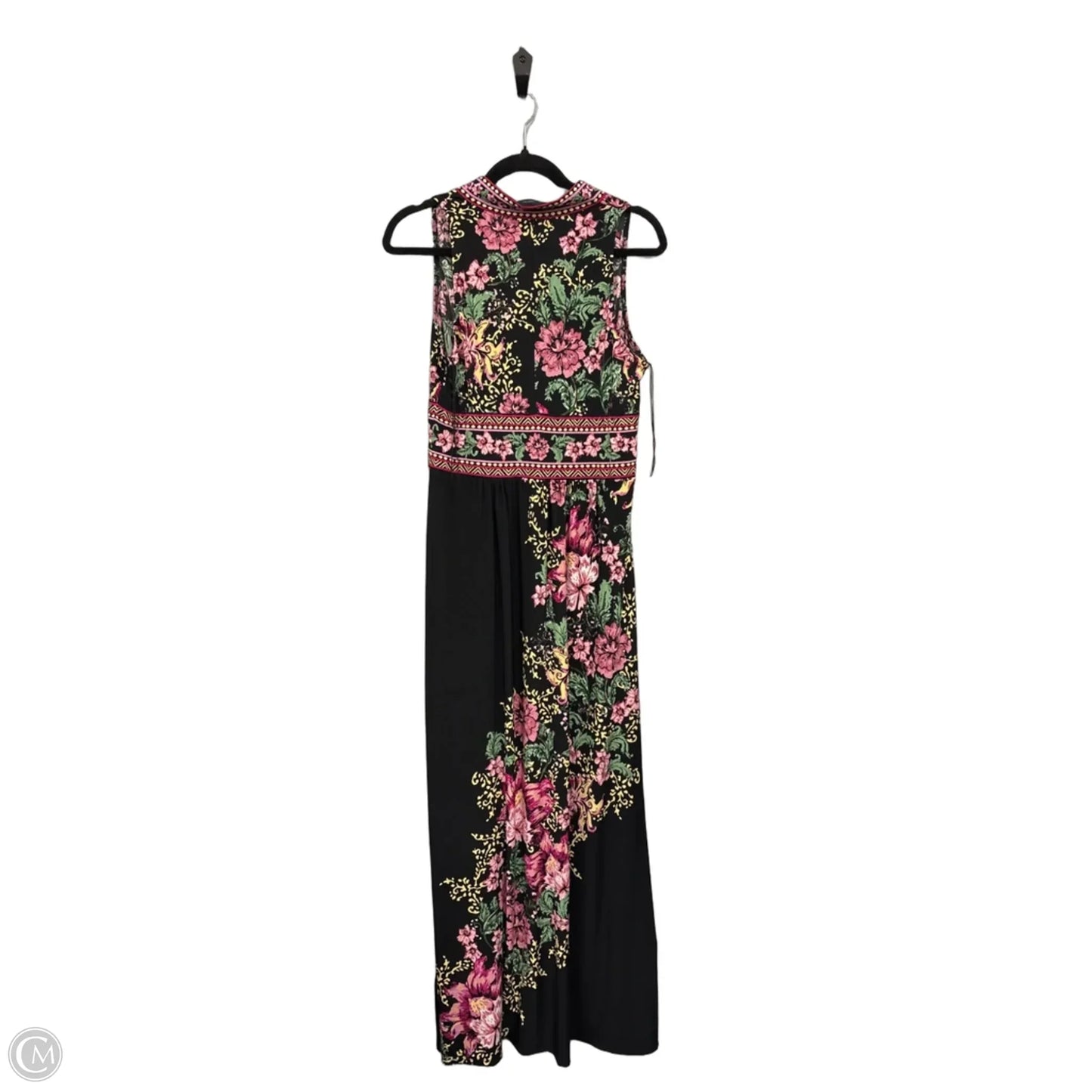 Dress Casual Maxi By London Times In Black & Pink, Size: 8