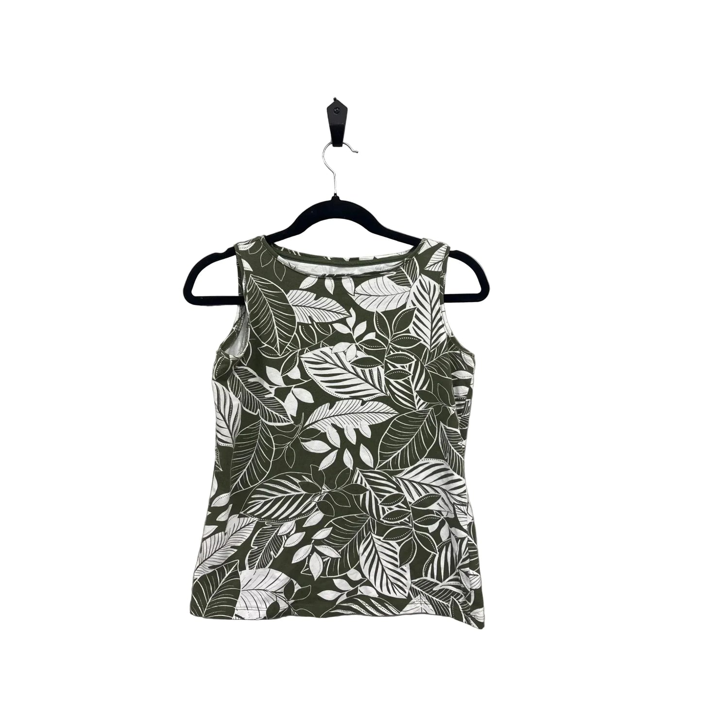 Top Sleeveless By Talbots In Green & White, Size: Sp