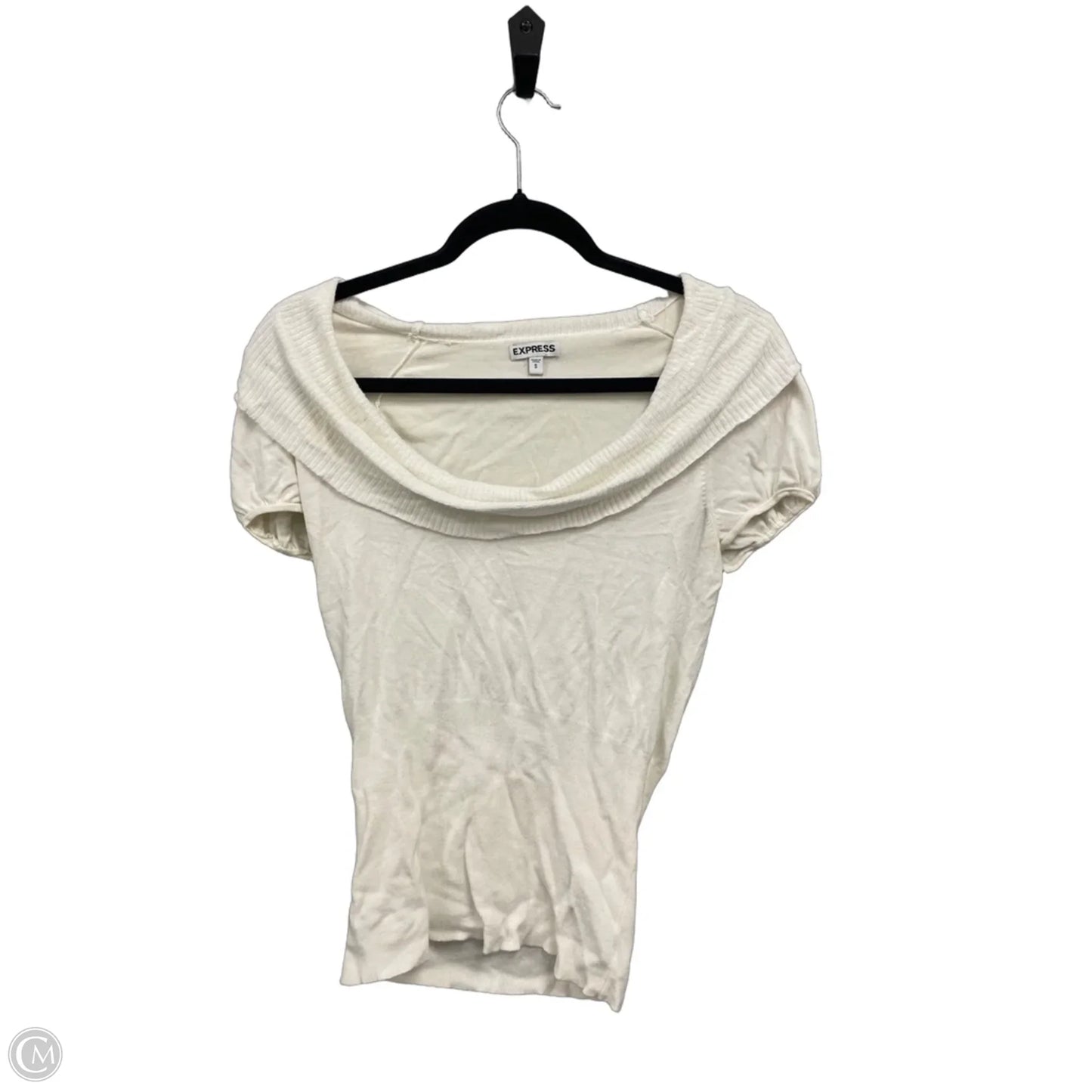 Top Short Sleeve By Express In Cream, Size: S