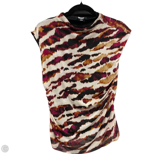 Top Sleeveless By Dkny In Black & Cream, Size: L