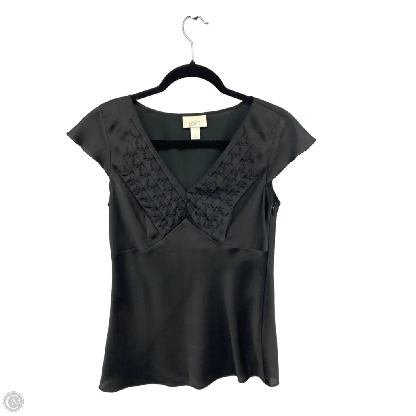 Blouse Short Sleeve By Loft In Black, Size: 4