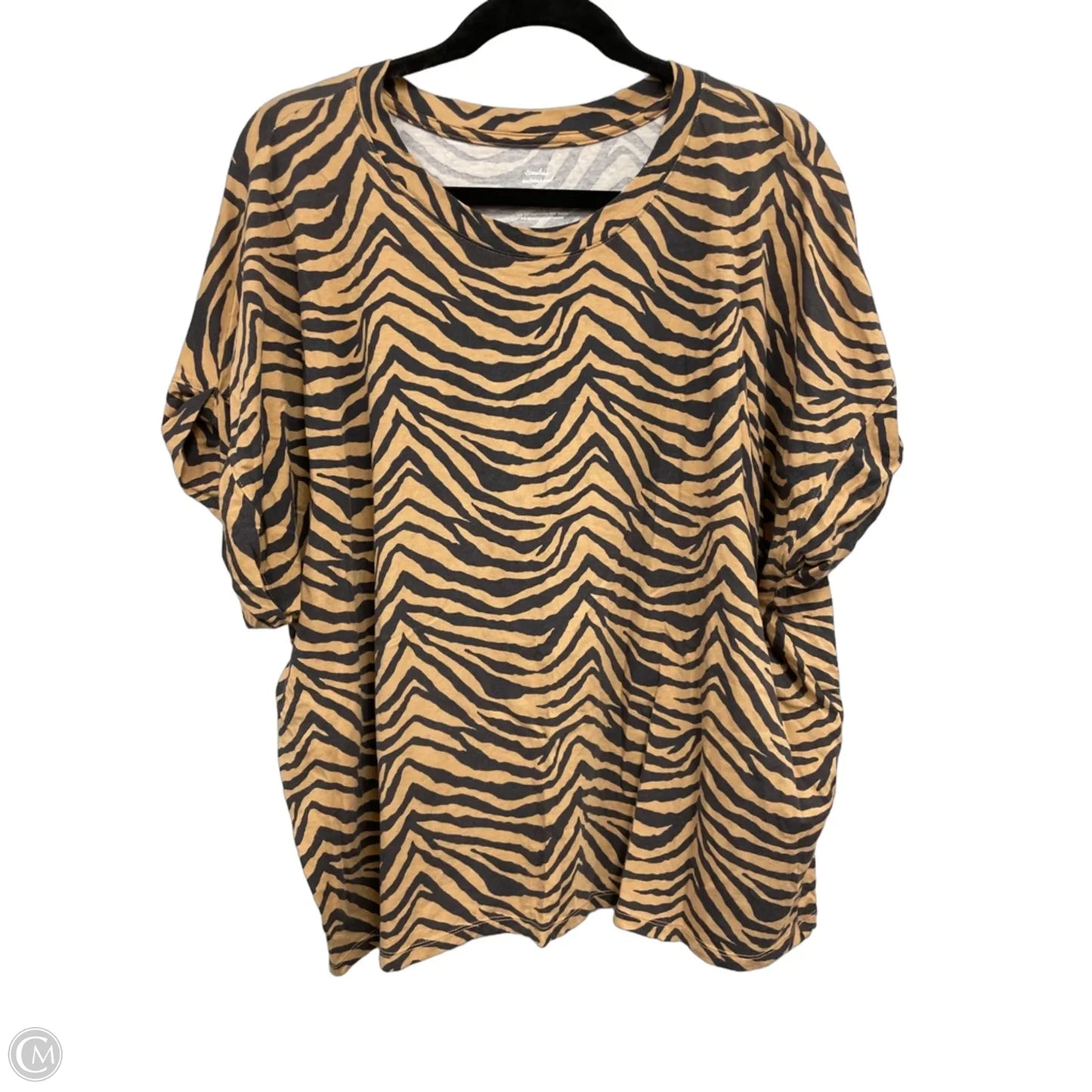 Top Short Sleeve By Banana Republic In Black & Brown, Size: Xl