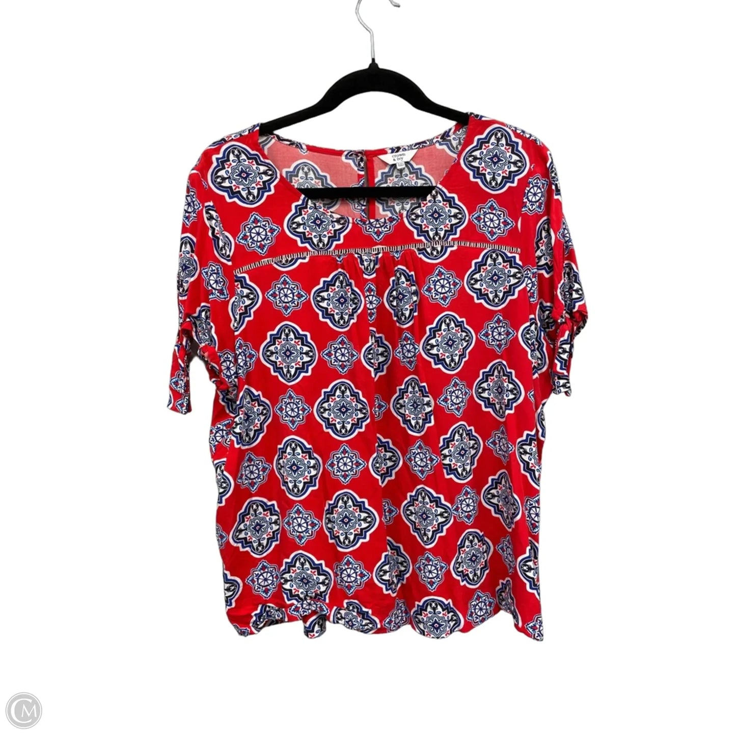 Top Short Sleeve By Crown And Ivy In Blue & Red, Size: Xxl