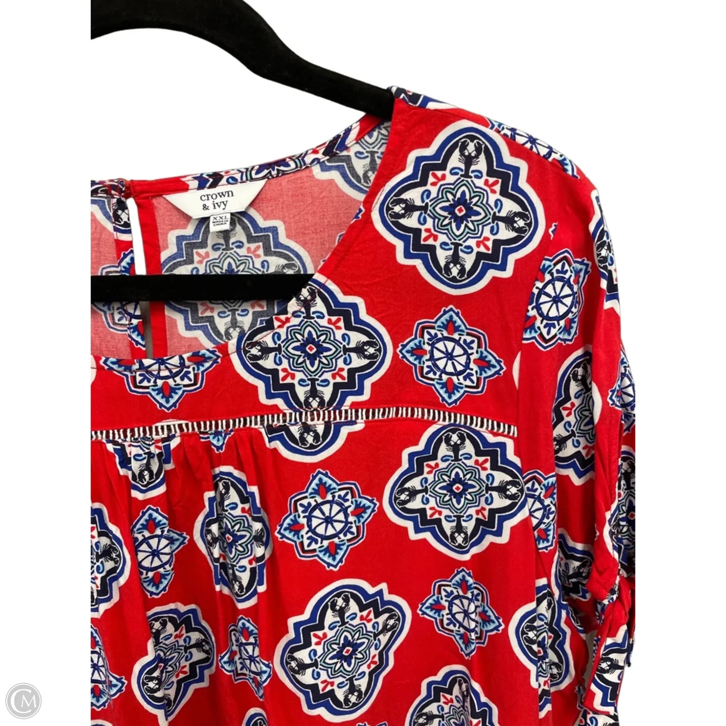 Top Short Sleeve By Crown And Ivy In Blue & Red, Size: Xxl