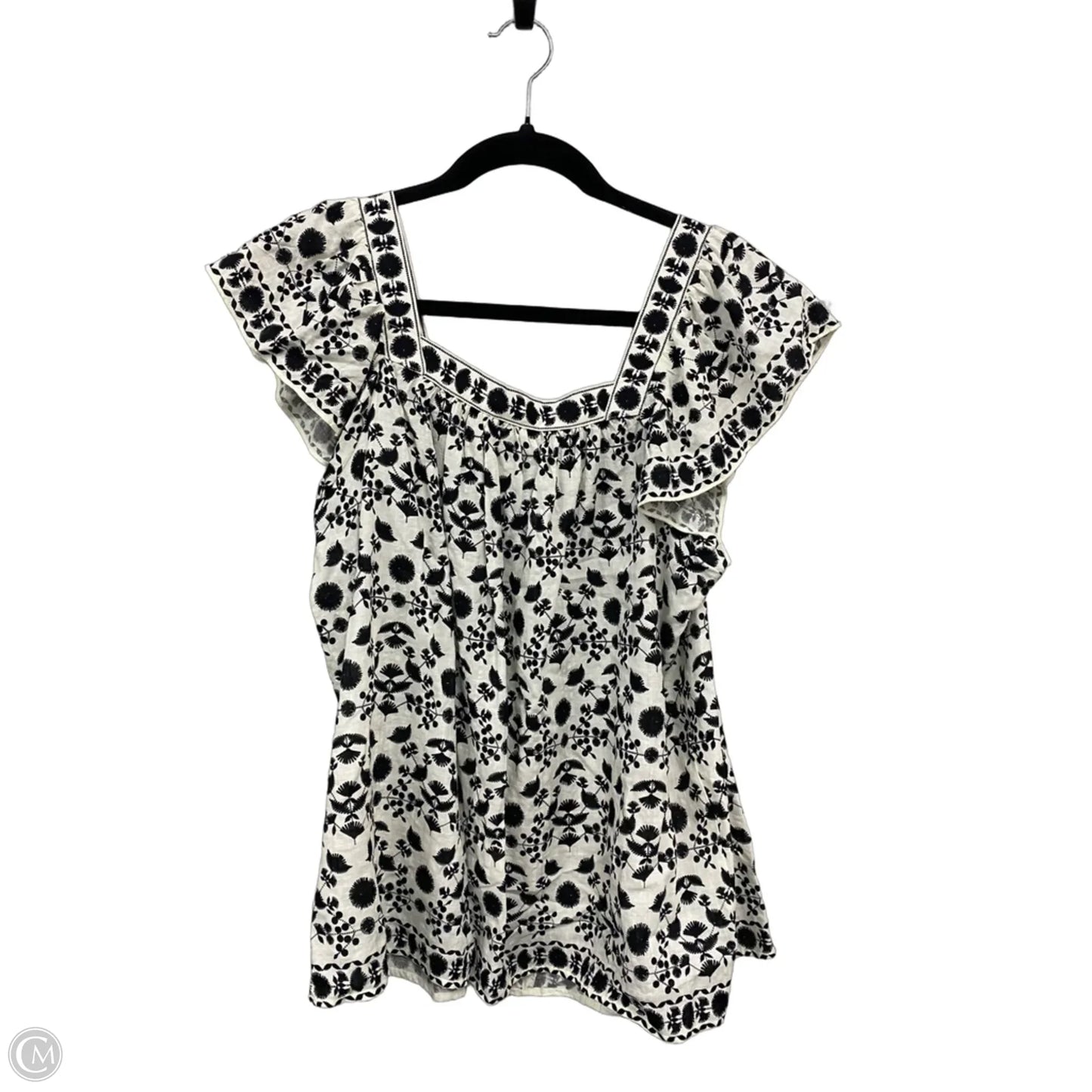 Top Short Sleeve By Max Studio In Black & Cream, Size: L