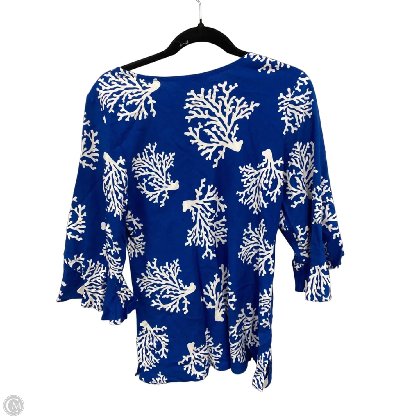 Top 3/4 Sleeve By Clothes Mentor In Blue & White, Size: M