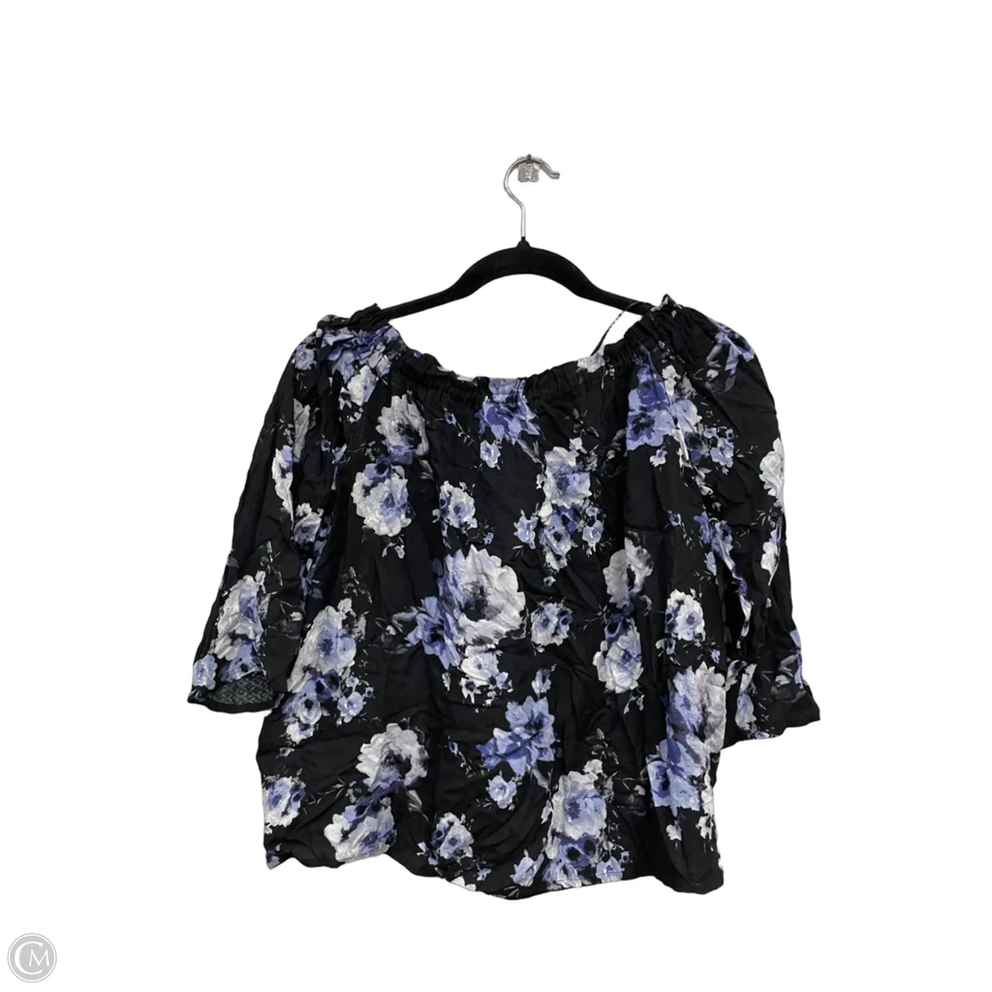 Top 3/4 Sleeve By Collective Concepts In Black & Blue, Size: S