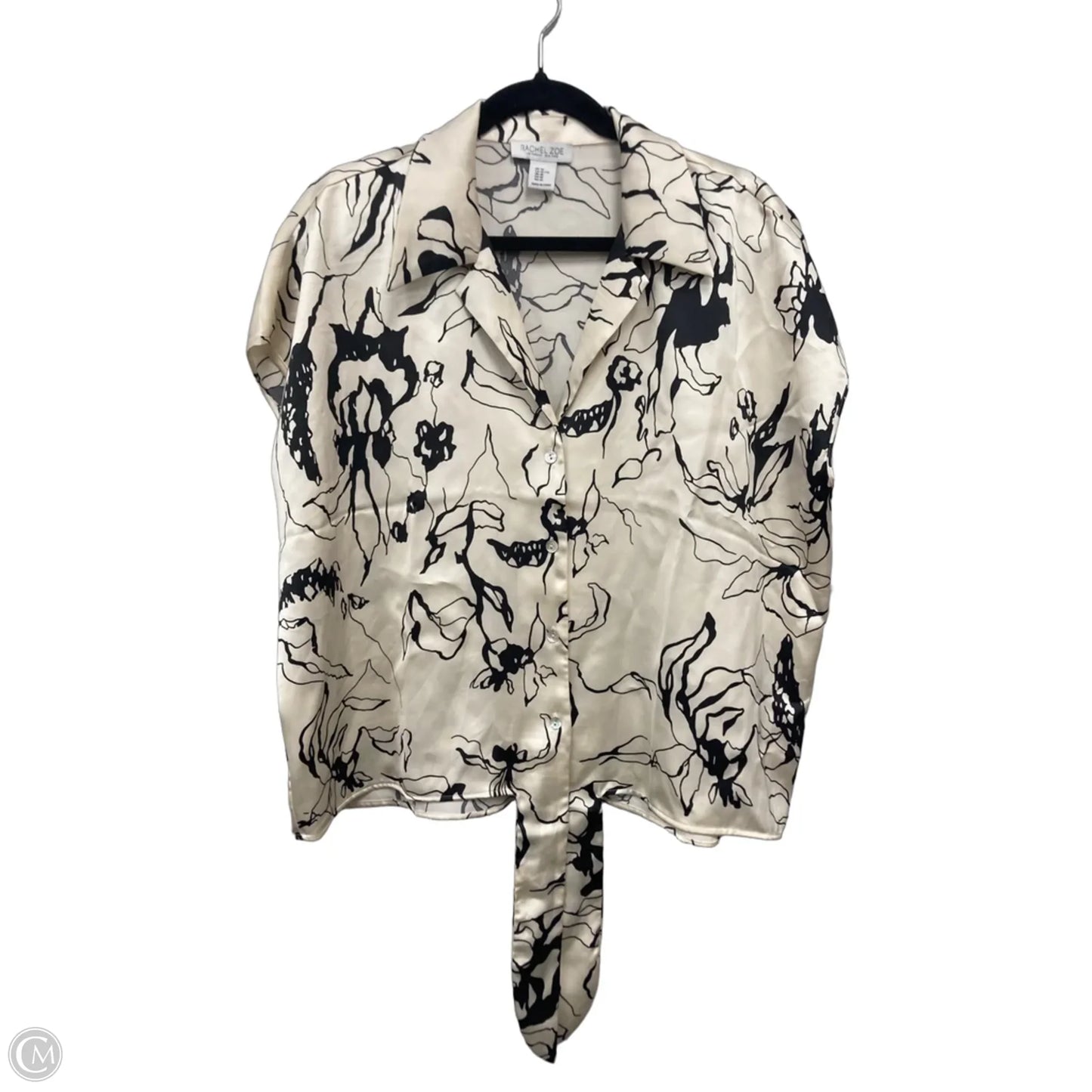 Top Short Sleeve By Rachel Zoe In Black & Cream, Size: Xl