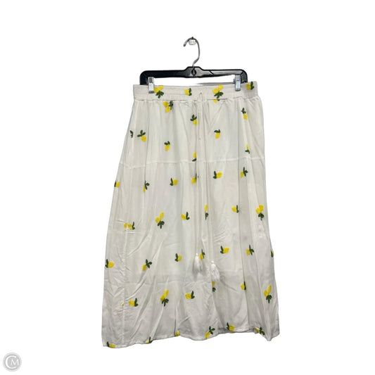 Skirt Midi By Clothes Mentor In White & Yellow, Size: L