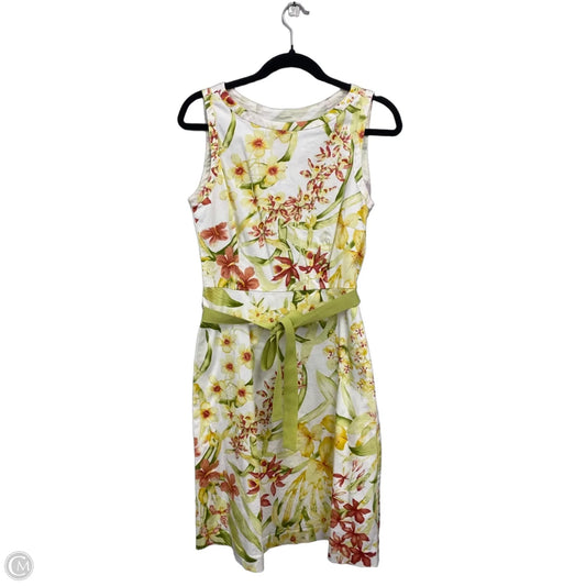 Dress Casual Midi By Uniform In White & Yellow, Size: 10