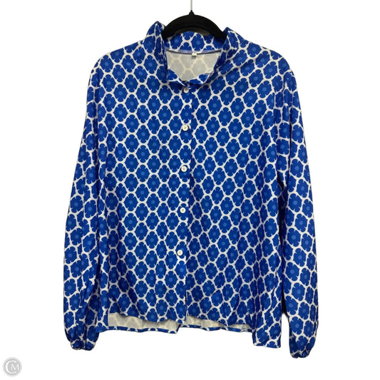 Top Long Sleeve By Clothes Mentor In Blue & White, Size: Xl