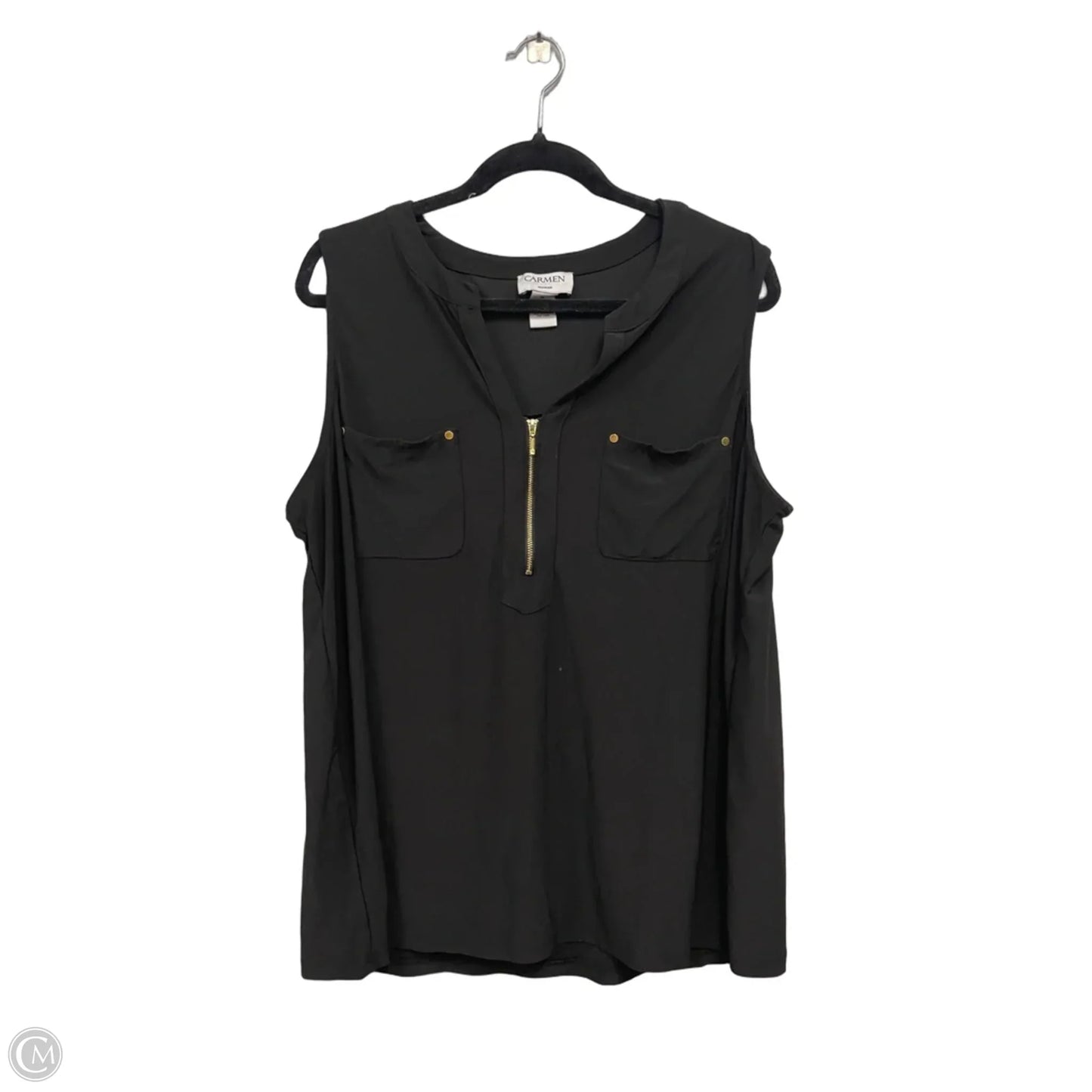 Top Sleeveless By Carmen By Carmen Marc Valvo In Black, Size: 14