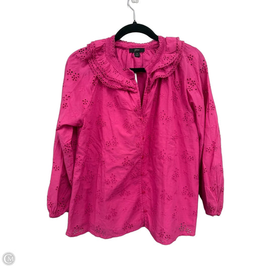 Blouse 3/4 Sleeve By J. Crew In Pink, Size: M