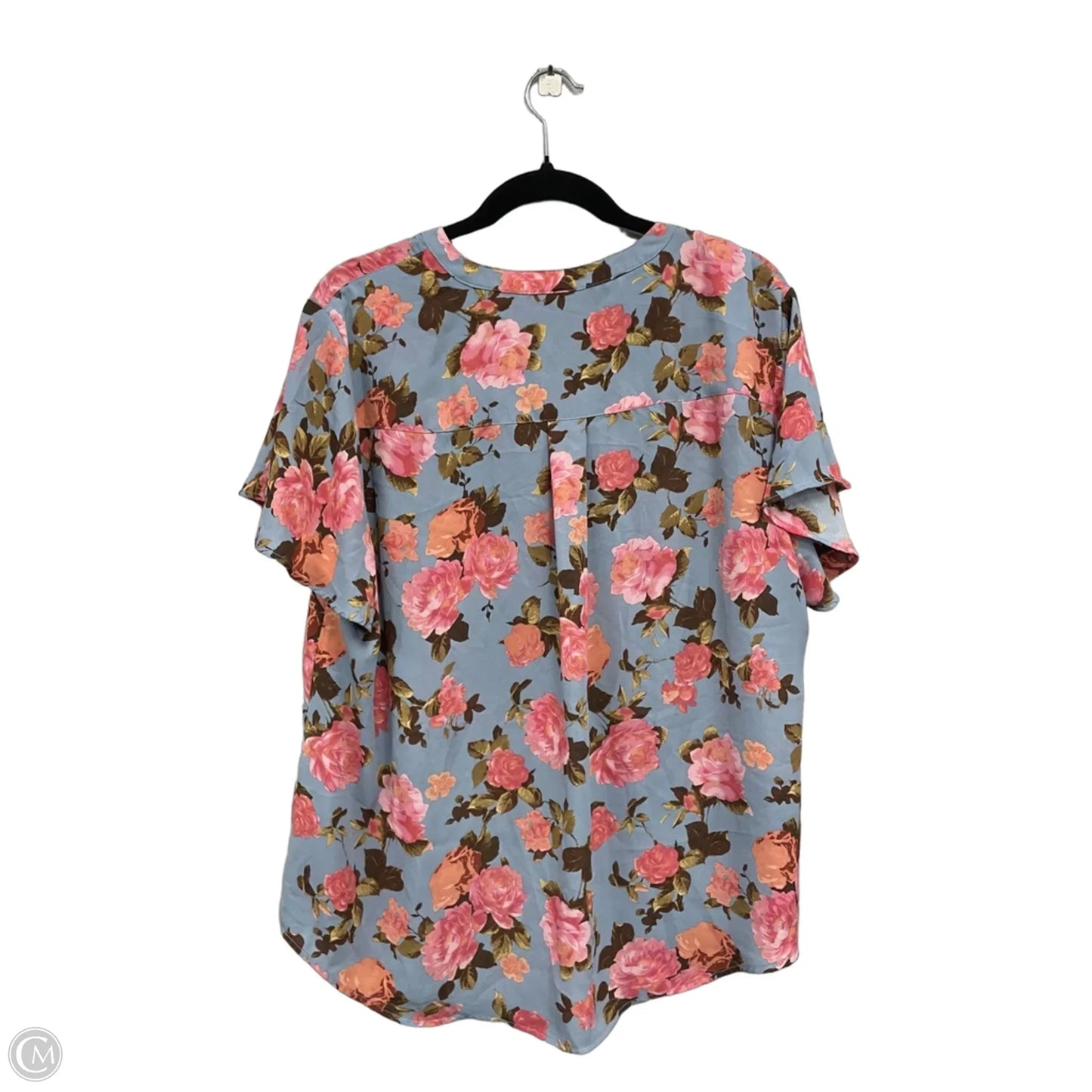 Blouse Short Sleeve By Torrid In Blue & Pink, Size: 14