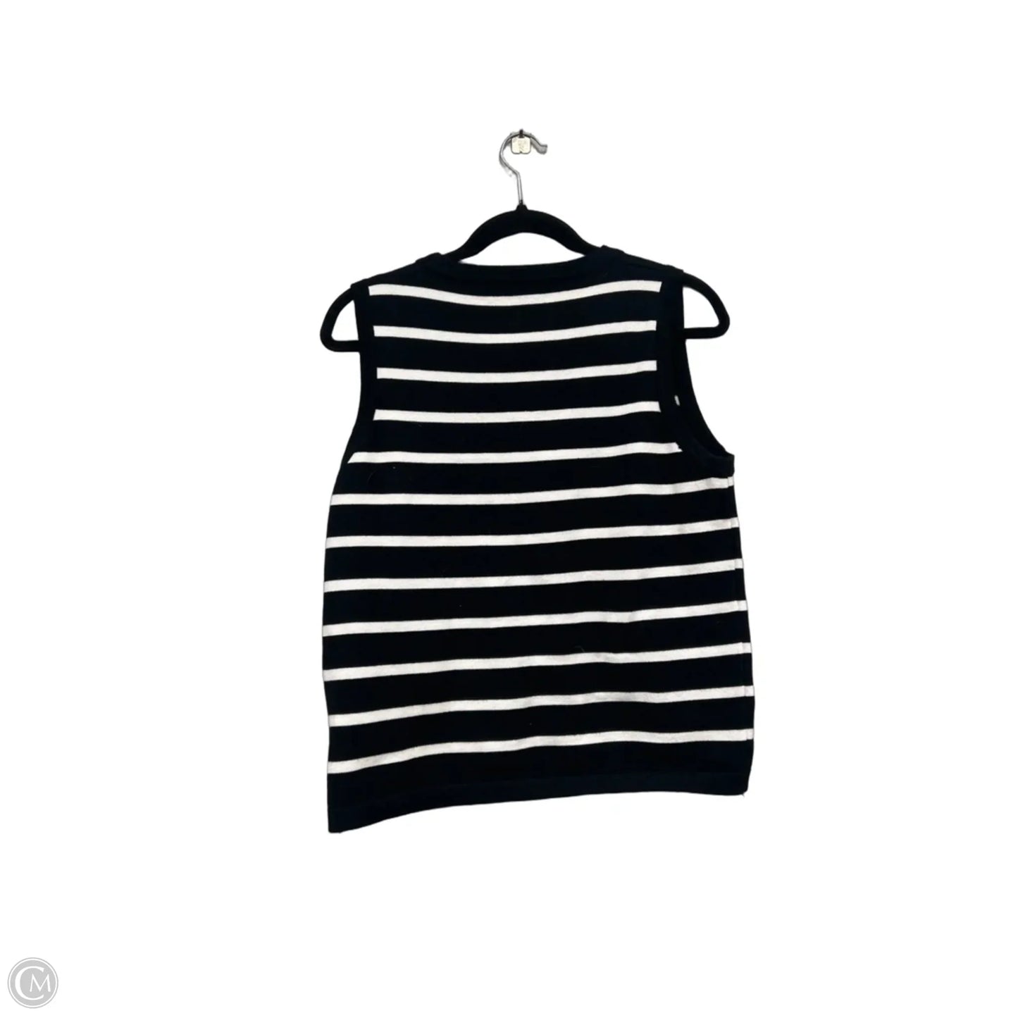 Vest Sweater By Clothes Mentor In Black & White, Size: M