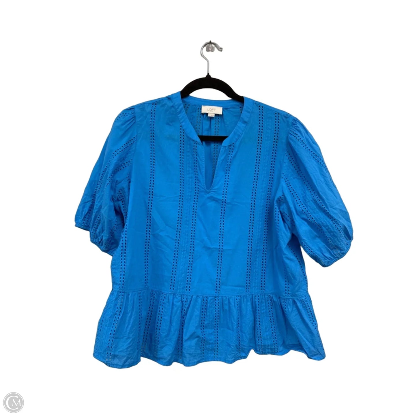 Top Short Sleeve By Loft In Blue, Size: L