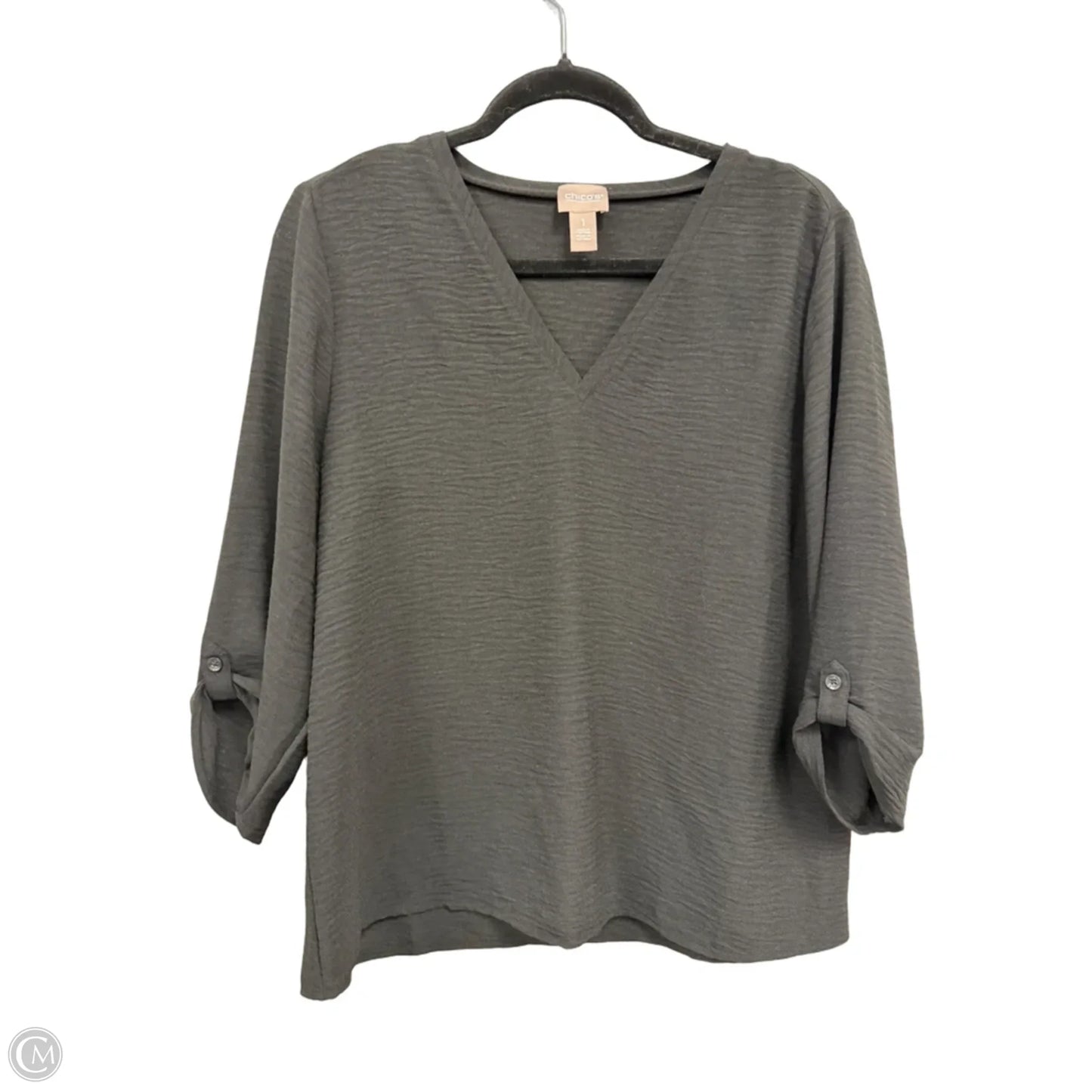 Top 3/4 Sleeve By Chicos In Black, Size: M