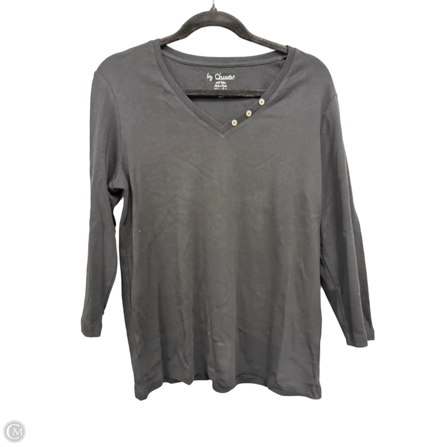 Top 3/4 Sleeve By Chicos In Black, Size: L