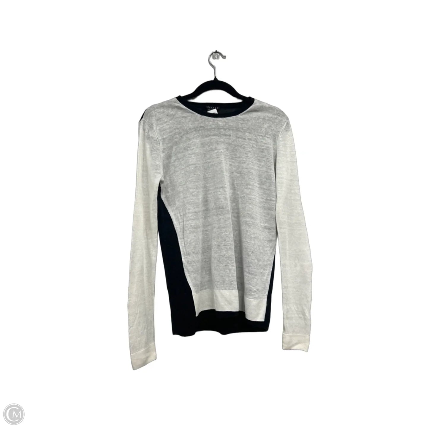 Top Long Sleeve By Theory In Black & White, Size: M