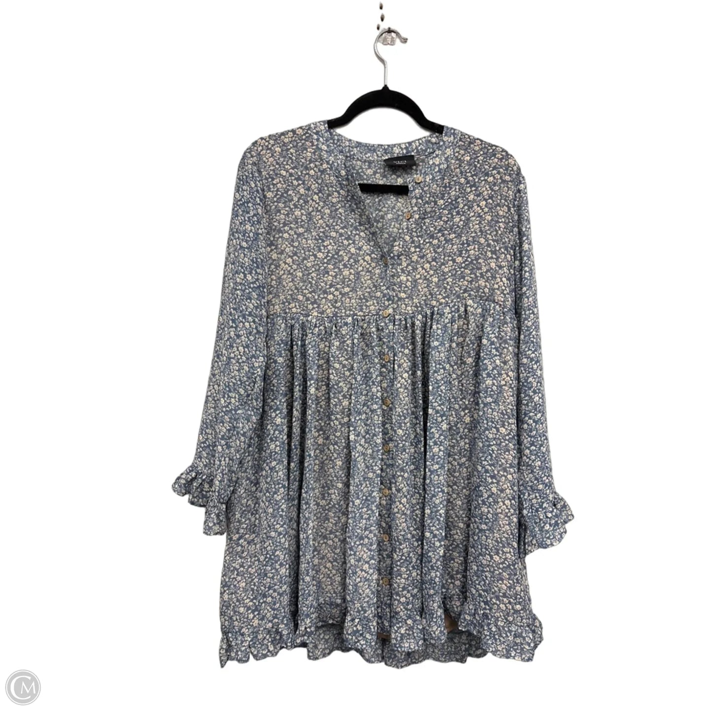 Blouse Long Sleeve By Vici In Blue & Cream, Size: M