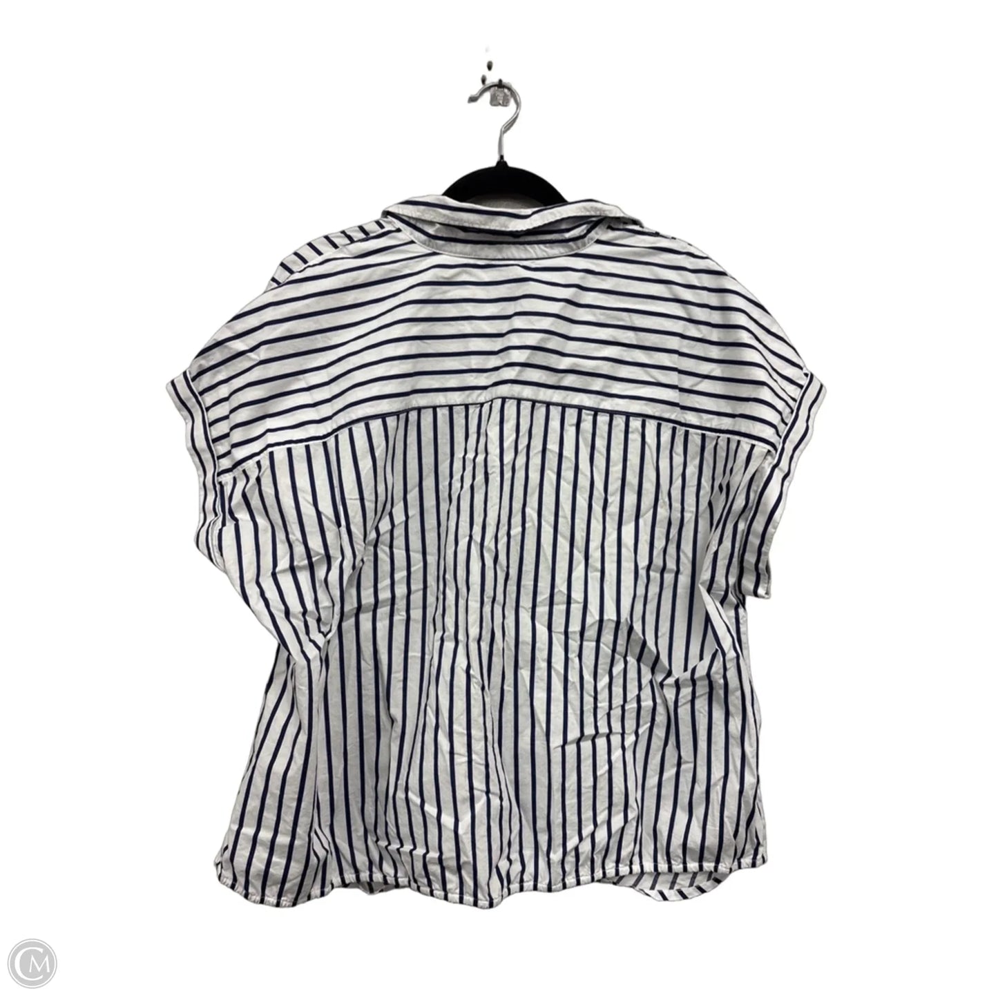 Top Short Sleeve By Talbots In Blue & White, Size: 2x