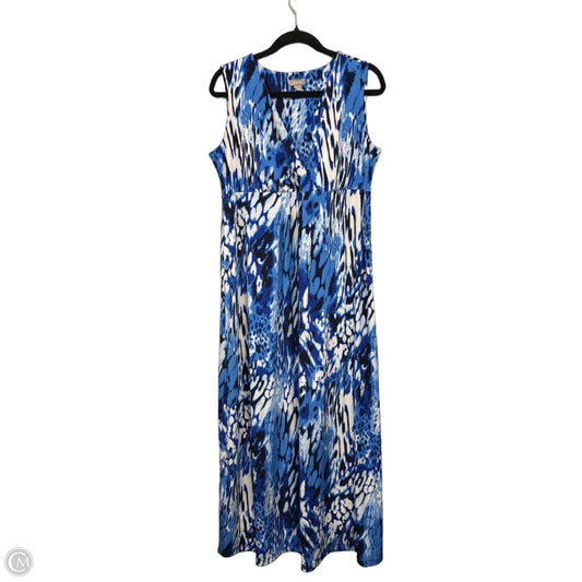 Dress Casual Maxi By Chicos In Blue & White, Size: L
