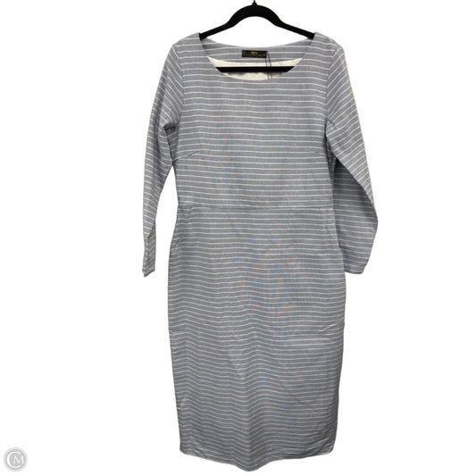 Dress Casual Midi By Clothes Mentor In Blue & White, Size: L