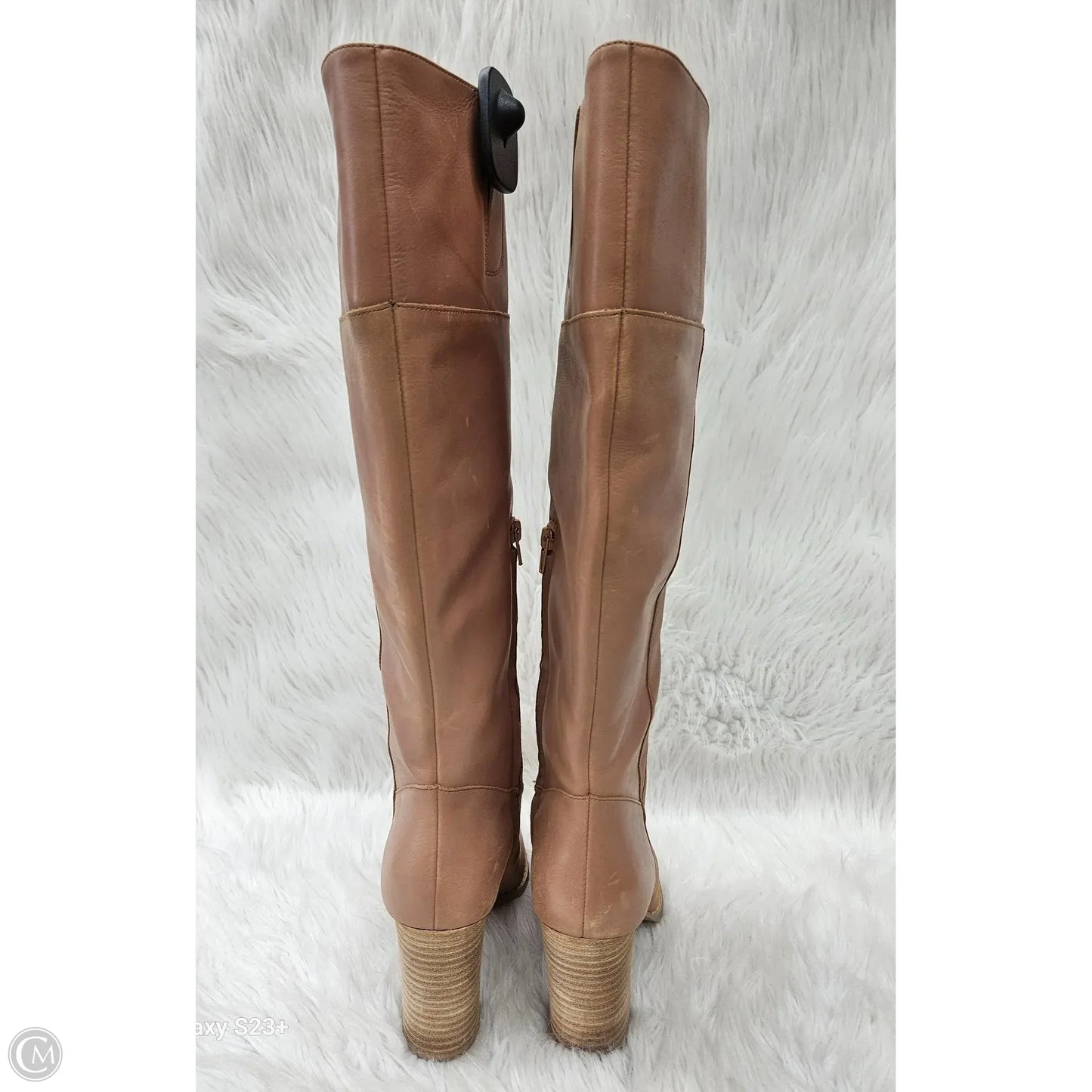 Boots Knee Heels By Crown Vintage In Tan, Size: 10