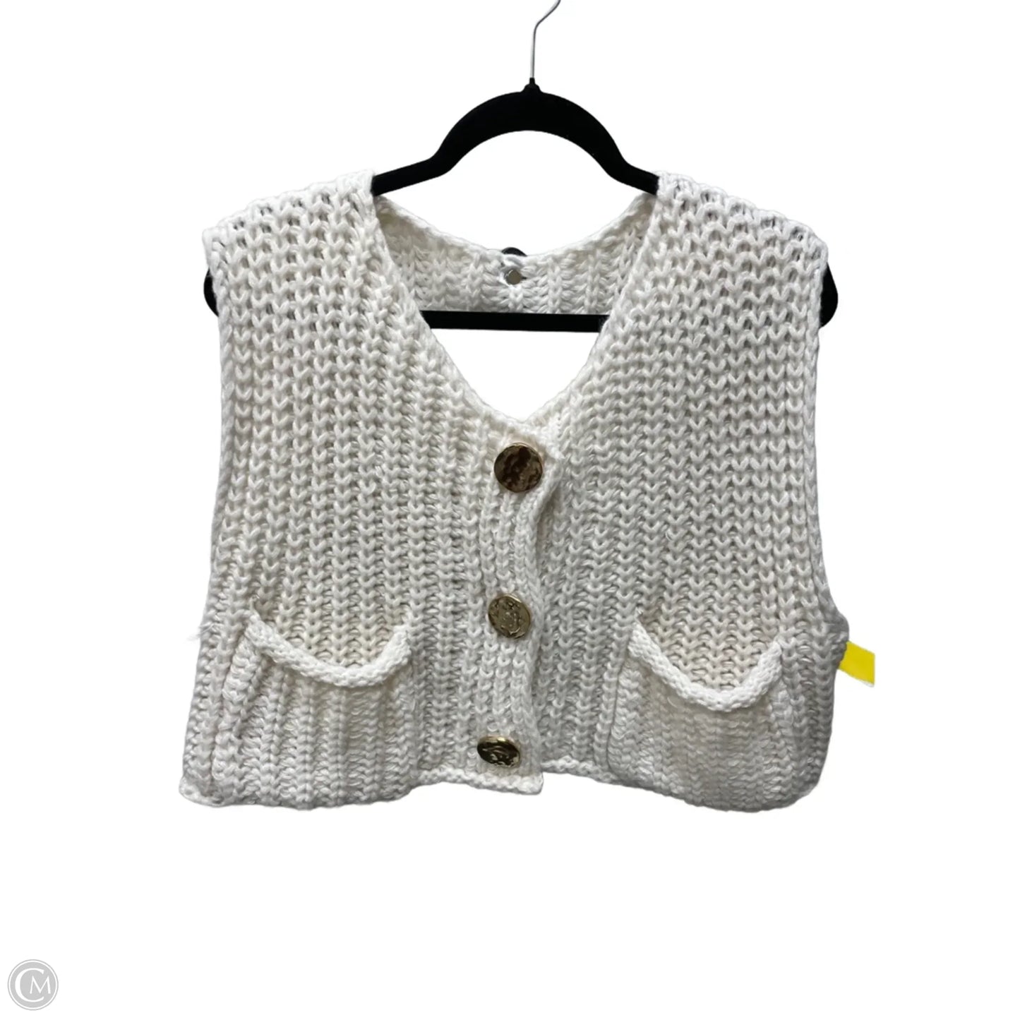 Vest Sweater By Clothes Mentor In White, Size: M