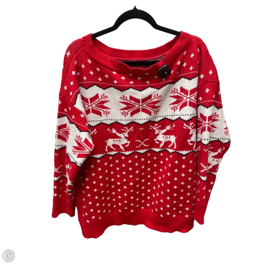 Sweater By Cme In Red & White, Size: Xl
