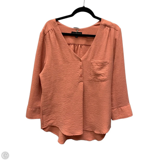 Top 3/4 Sleeve By Fred David In Peach, Size: L